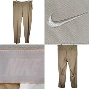 Nike Golf Pants Dri-Fit Men's Size 36X33 Tan Flat Front Chino Stretch Modern